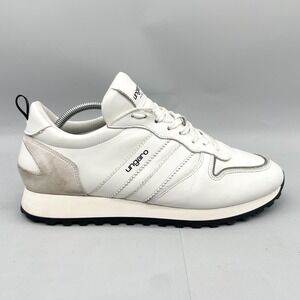 Ungaro Paris Mens 45 12 Sneakers Shoes White Leather Casual Trainers Low Lace Up